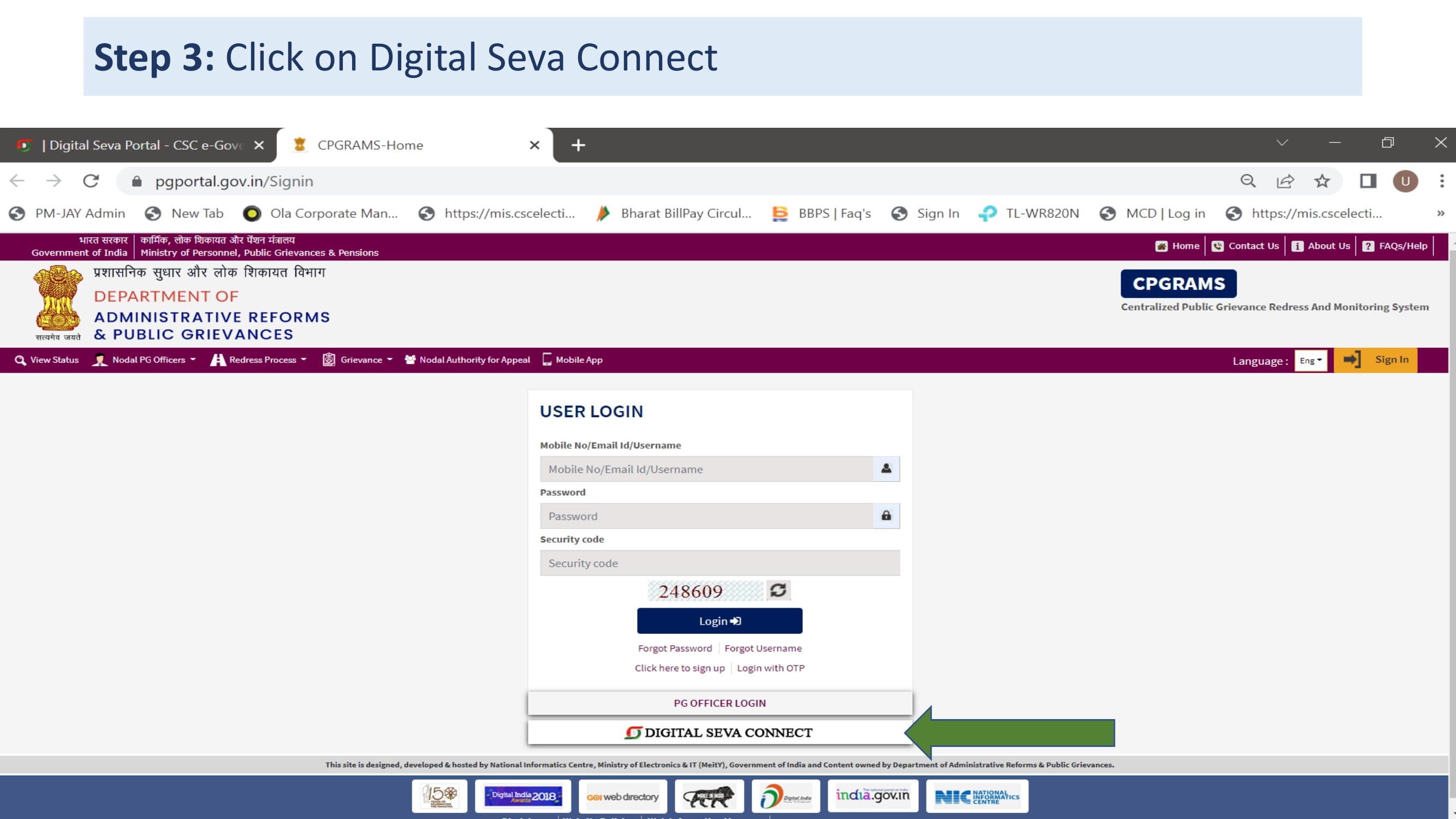 Process Flow of CPGRAMS service through CSC